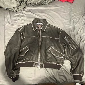 Oval Square OSRocker Leather Bomber Jacket